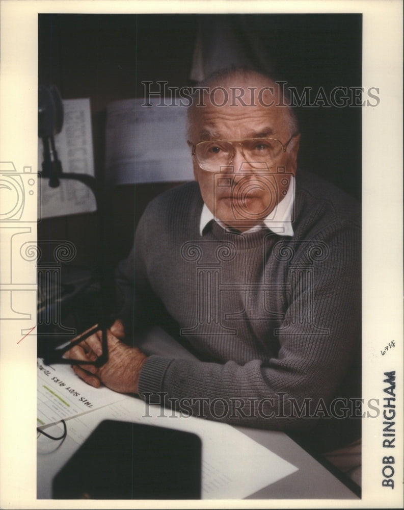 1991PressPhoto Bob Ringham,Staff Announcer on Channel 5- Historic Images