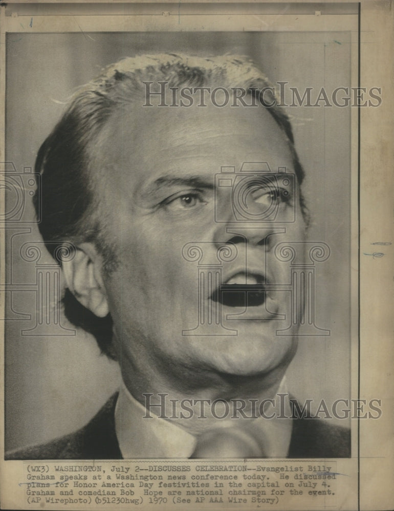 1970 Press Photo Evangelist Billy Graham- RSA64449- Historic Images