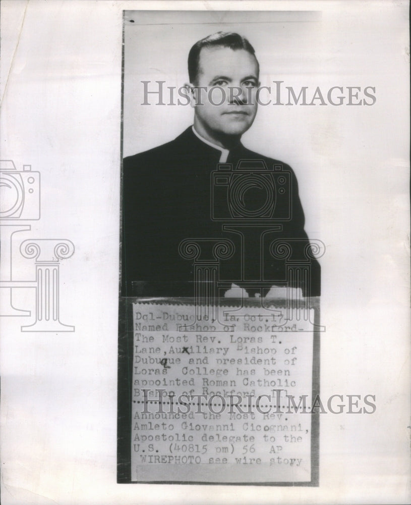 1956 Press Photo Loras Lane Roman Catholic Bishop Rockford- Historic Images