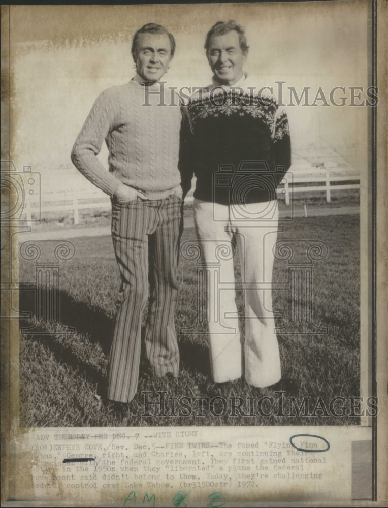1972 Press Photo Famed " Flying Finn Twins", George and Charles Finn- Historic Images