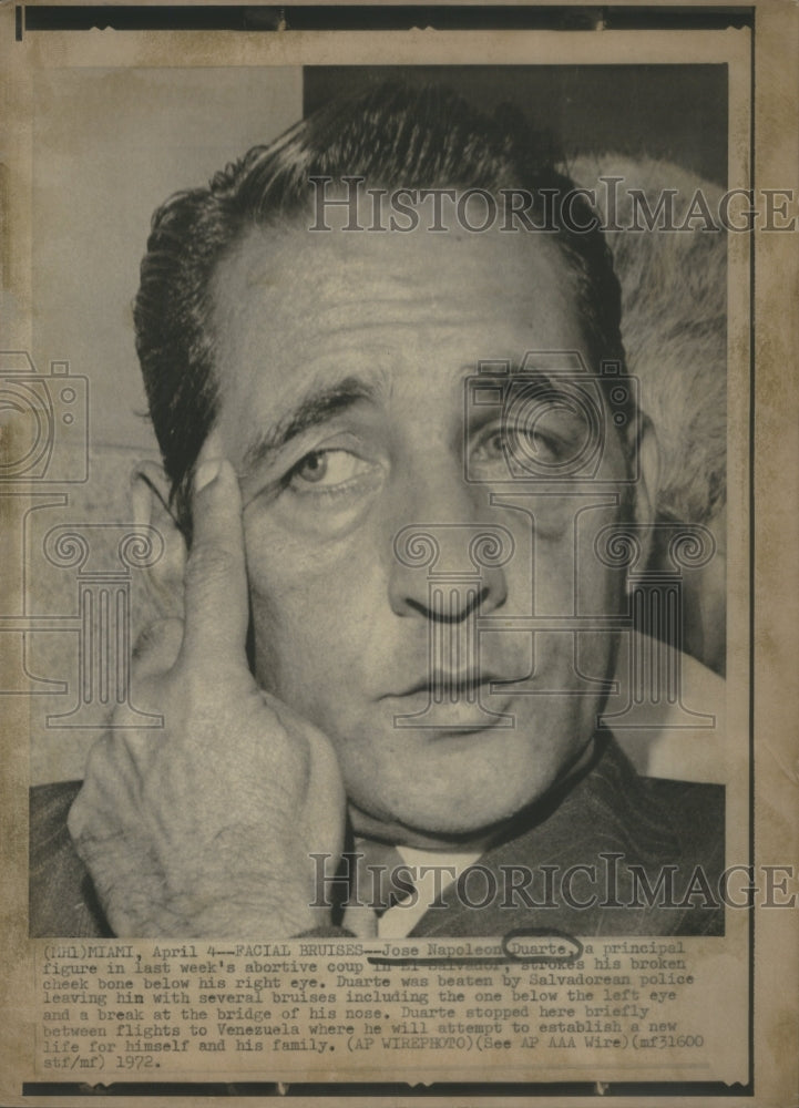 1972 Press Photo Jose Napoleon Durate principal coup El Bhivador- RSA66101- Historic Images