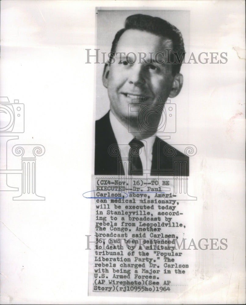 1964 Press Photo Dr. Paul Carlson, American Medical Missionary- RSA67991- Historic Images