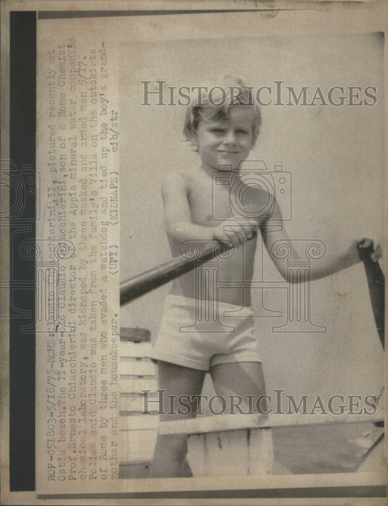 1975 Press Photo Kidnap victim Claudio Chiacchierini II, Ostia Beach- Historic Images