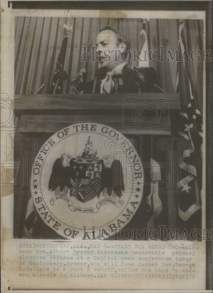 1970 Press Photo Alabama Gov. Albert Brewer news conference Montgomery- Historic Images