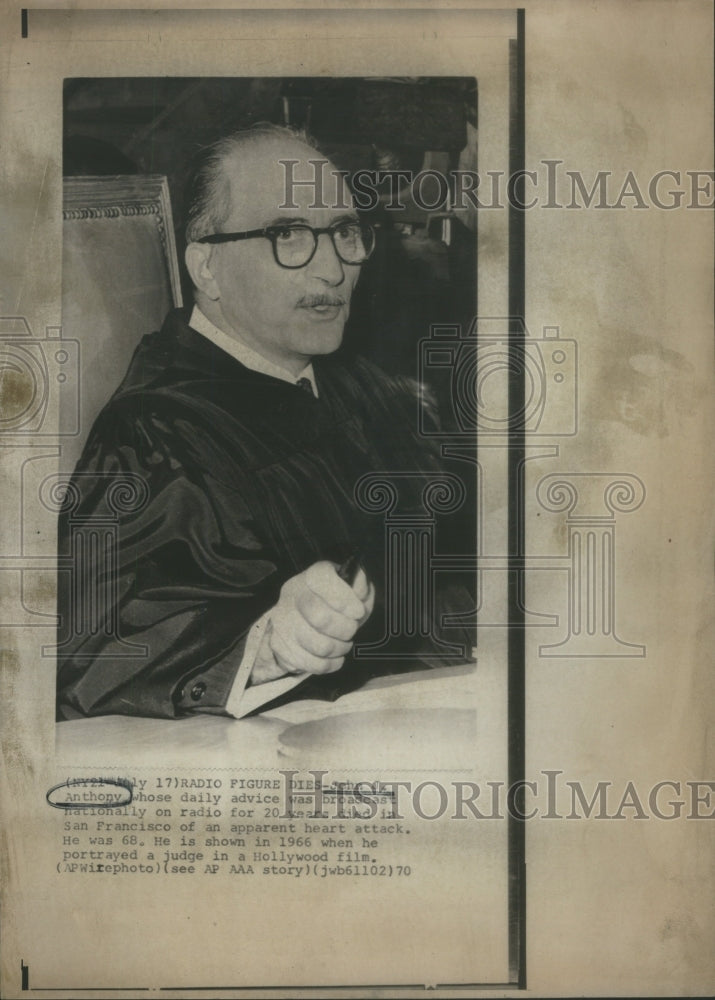 1970 Press Photo Radio Figure John Anthony Dies- RSA70467- Historic Images