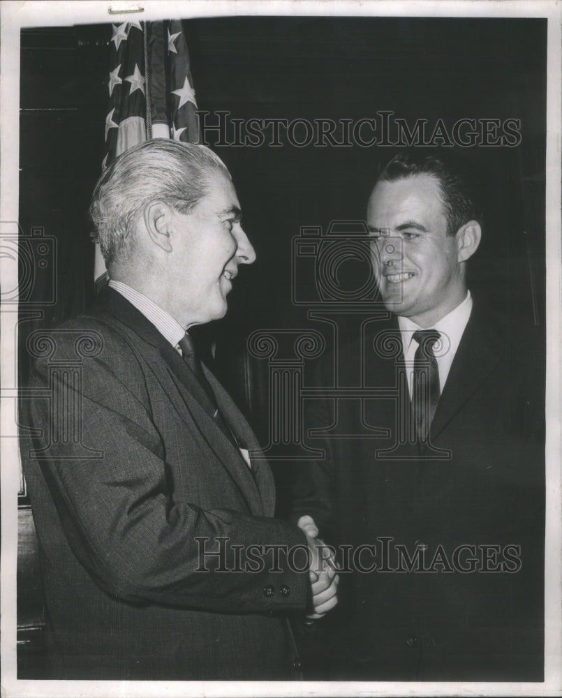 1961 Press Photo US Attorney James Brien Frank Kiernan Crime - Historic Images