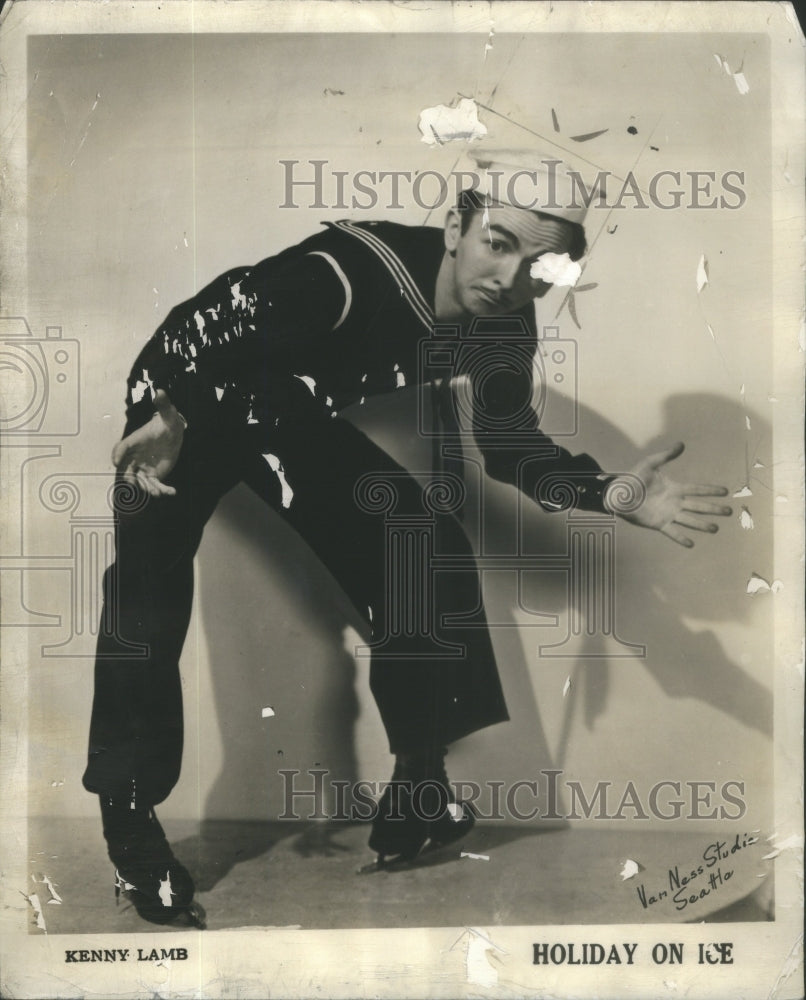 1946 Press Photo Entertainer Kenny Lamb Sailor Suit Ice Skates Holiday On Ice- Historic Images
