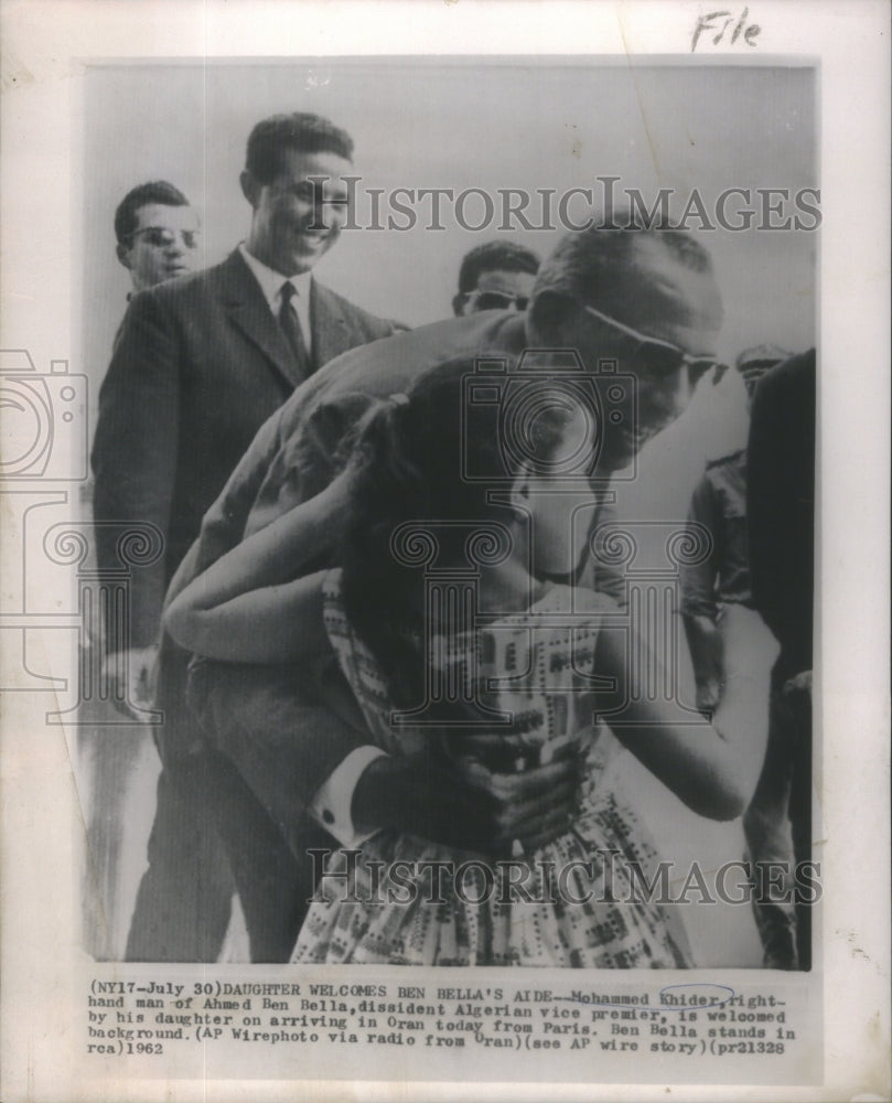 1962 Press Photo Mohammd Khider Daughter Ahmed Ben Bella Algerian Leader Aide- Historic Images