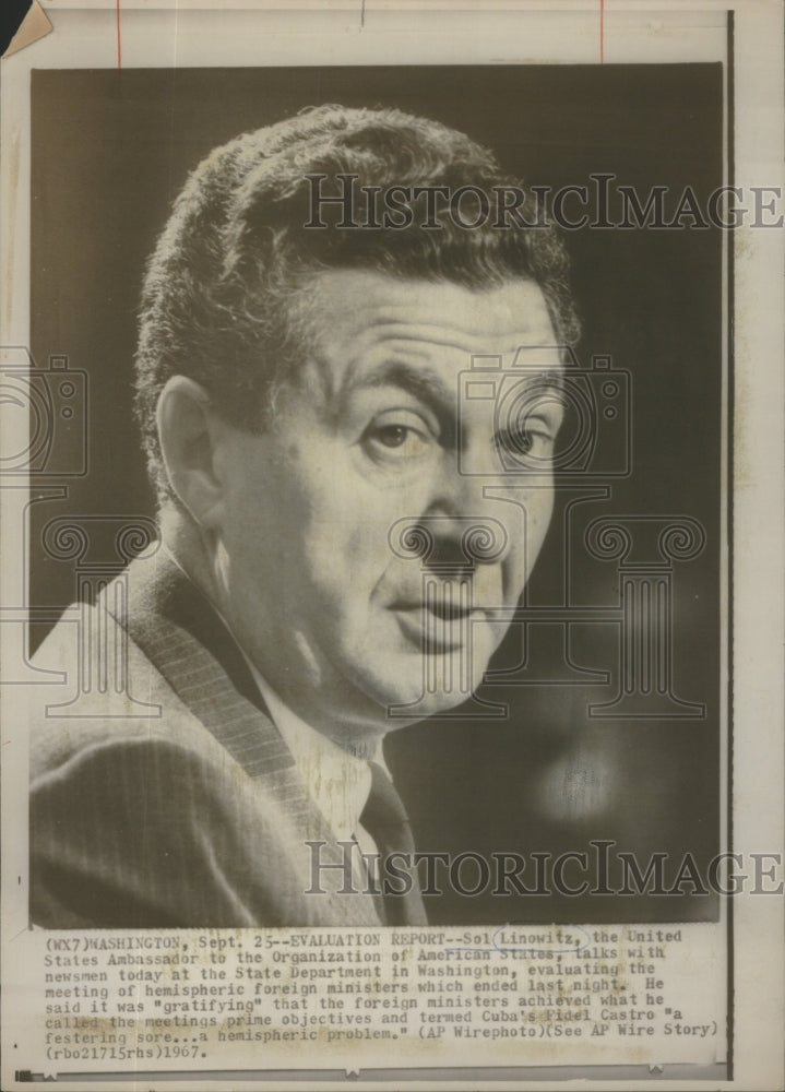 1967 Press Photo Sol Linowitz US Ambassador Organization American States- Historic Images