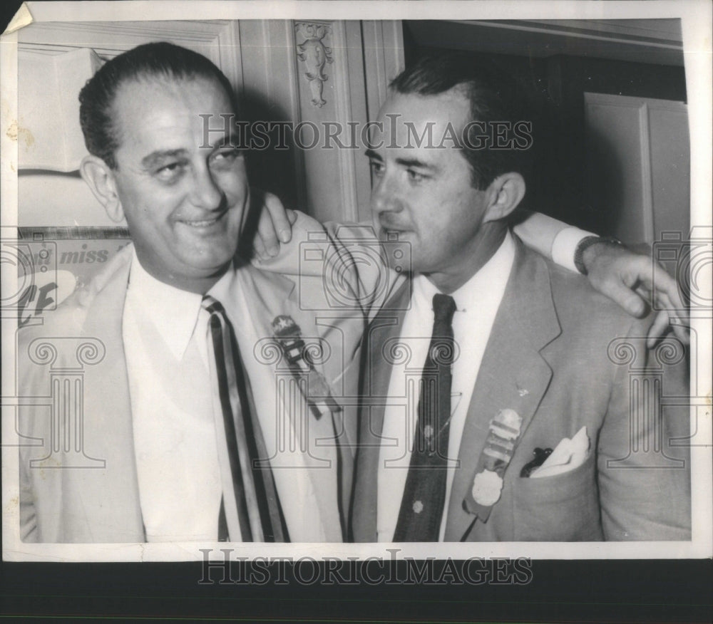 1952 Press Photo Allan Shivera &amp; Lyndon Johnson- RSA76895- Historic Images
