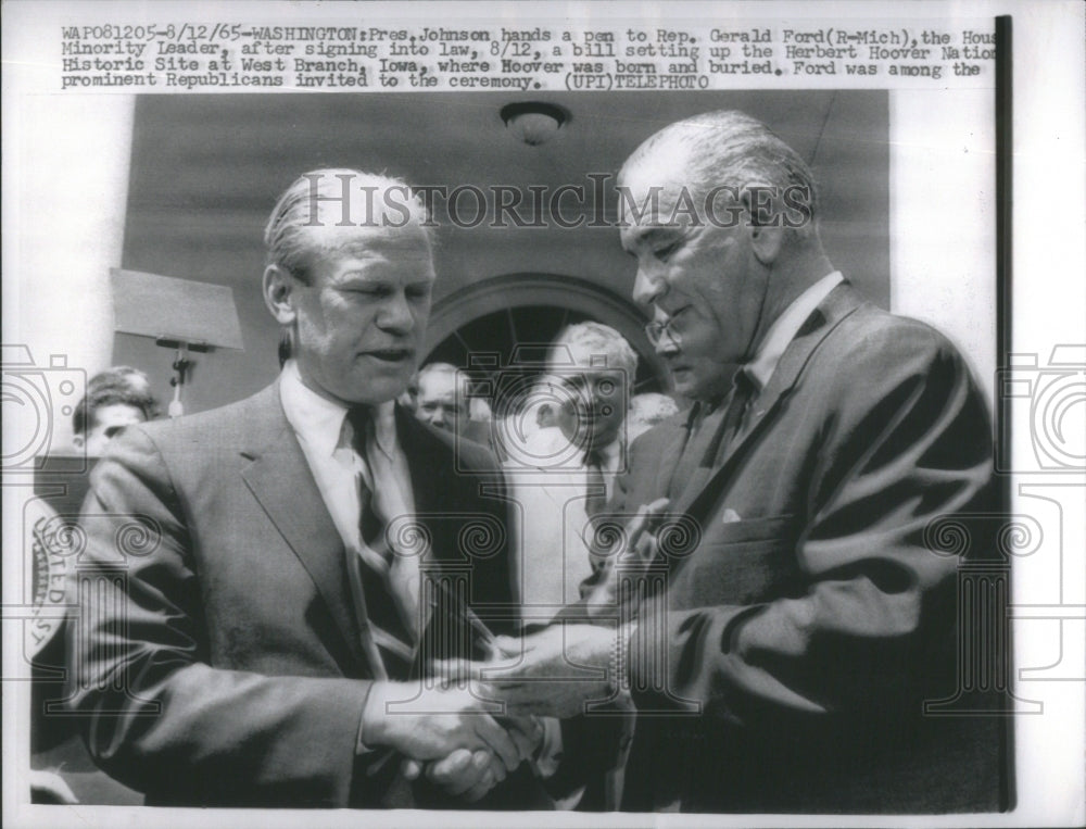 1965 Press Photo President Johnson Rep Gerald Ford House Minority leader- Historic Images