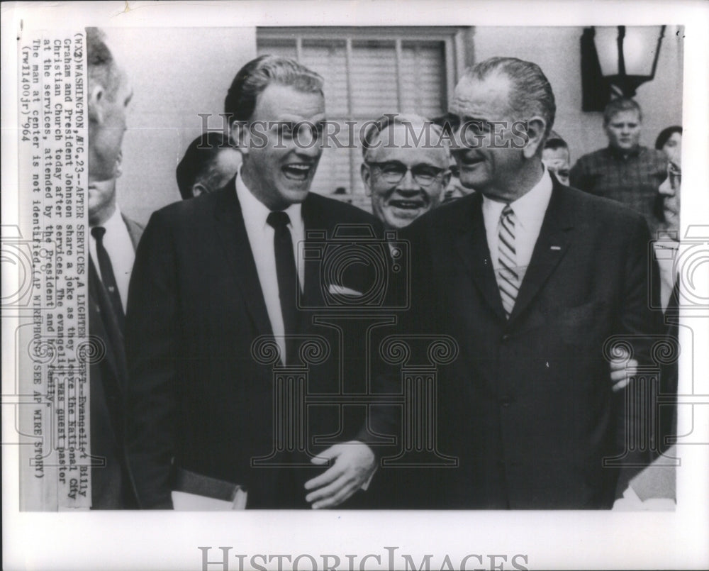 1964 Press Photo Evangelist Billy Graham President Johnson National City Christ- Historic Images