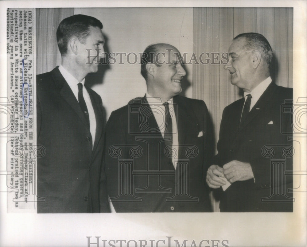 1965 Press Photo President Johnson Nicholas Katzenbach Ramsey Clark White House- Historic Images