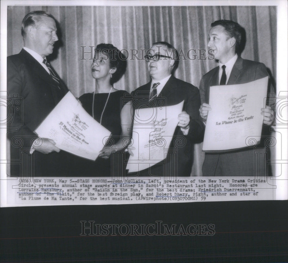 1959 Press Photo Joan McClain president New York Drama Critics Circle- Historic Images