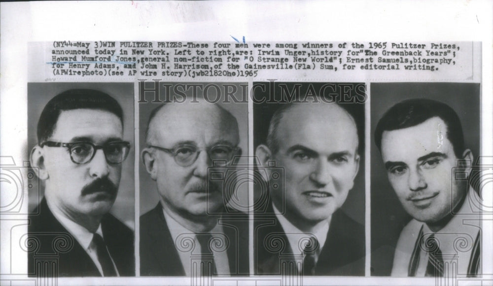 1965 Press Photo Irwin Unger Howard Mumford Jones Ernest Samuel John Harrison- Historic Images