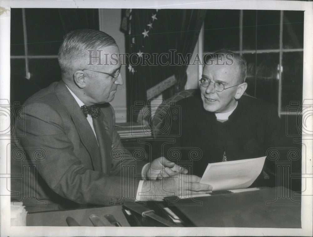 1946 Press Photo President Truman confers Bernard Cardinal Griffin White House- Historic Images