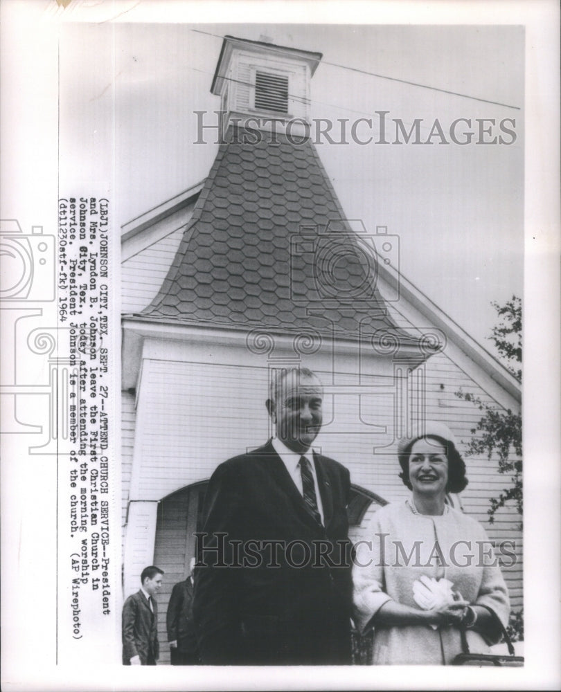 1964 Press Photo President Mrs Lyndon Johnson Christina church- RSA79797- Historic Images