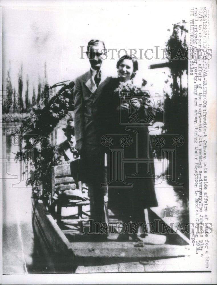 1964 Press Photo President Johnson affair wedding anniversary- Historic Images