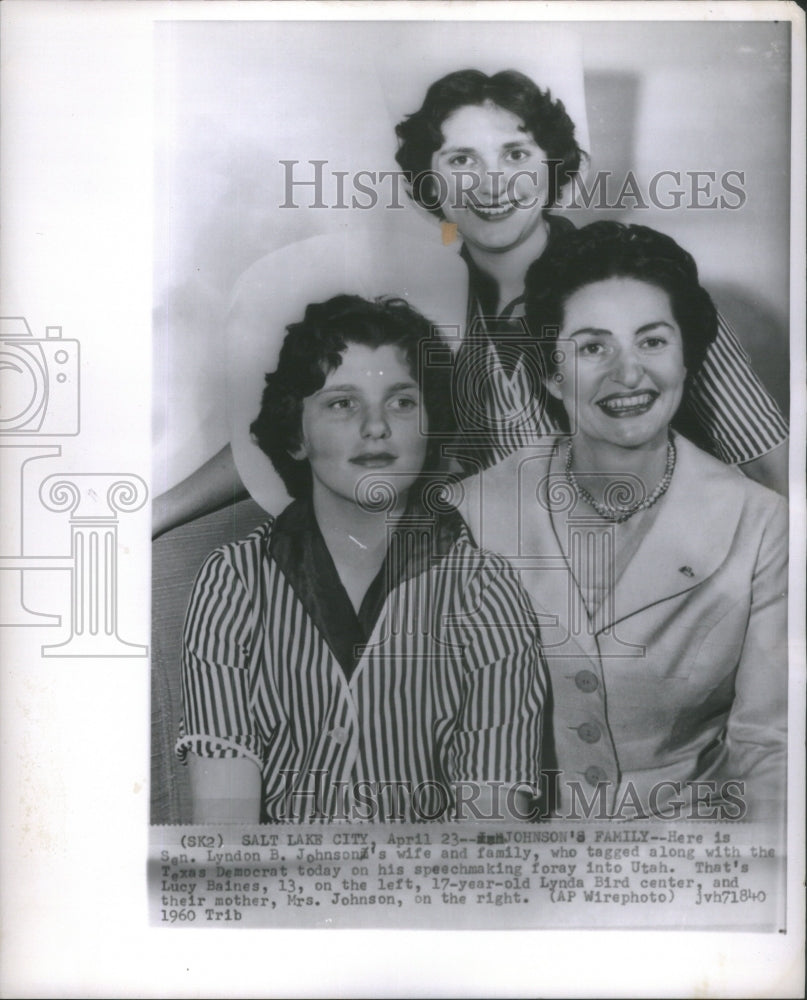 1960 Press Photo United States First Lady Bird Johnson &amp; Daughters- Historic Images