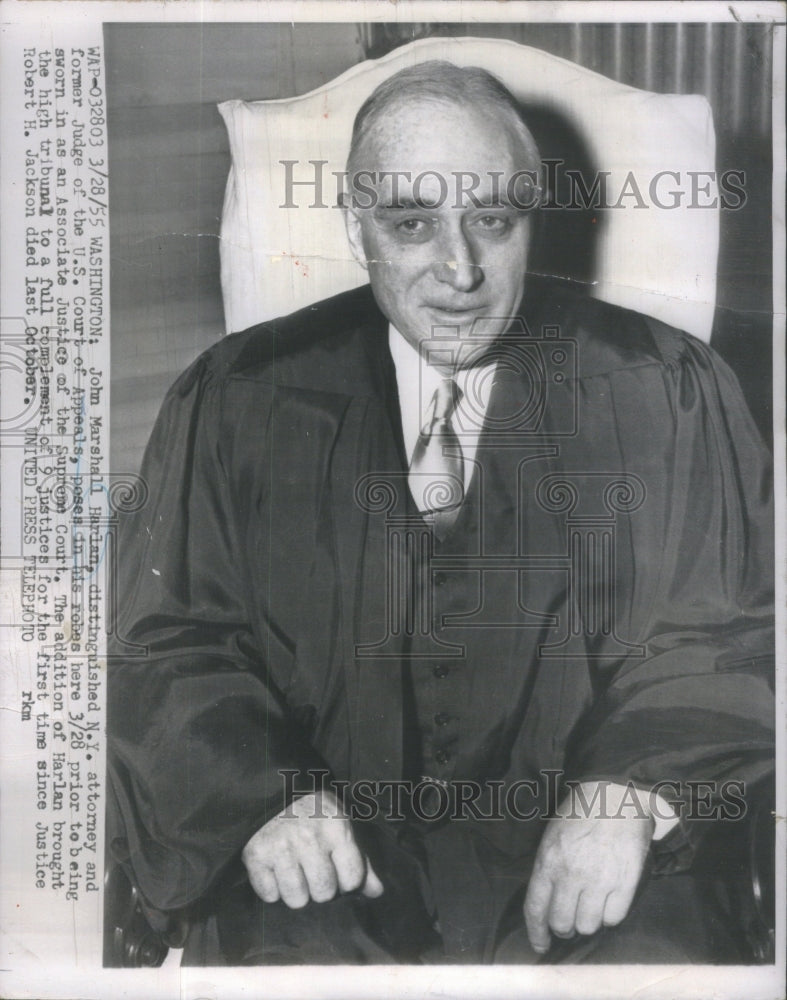 1955 Press Photo John Marshall Harlan NY attorney Judge US court appeals- Historic Images
