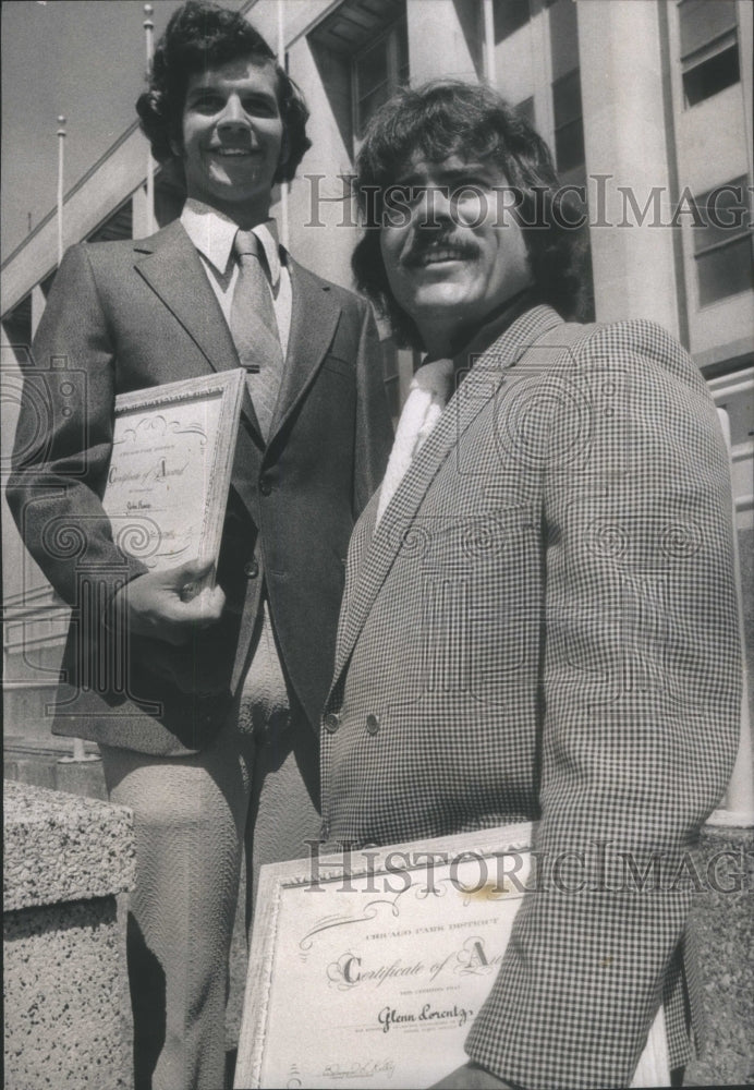 1974 Press Photo Park District Lifegaurd Honor-John Banas Lorentz Borkowski- Historic Images