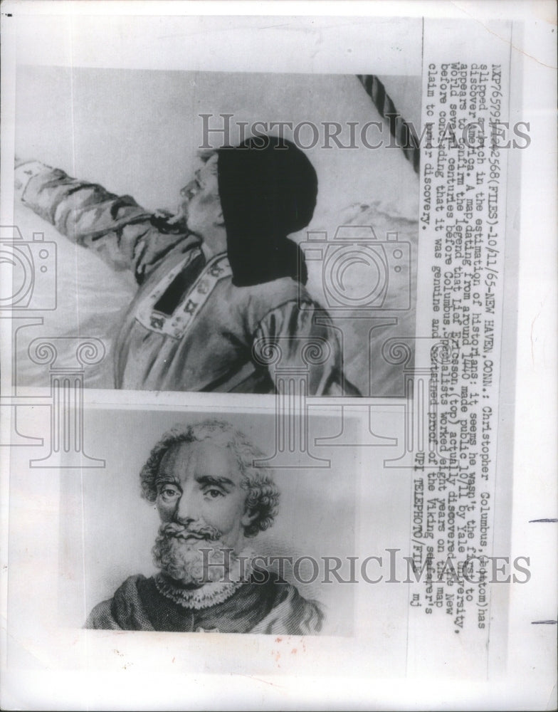 1965 Press Photo Christopher Columbus Lief Ericsson Portraits- Historic Images