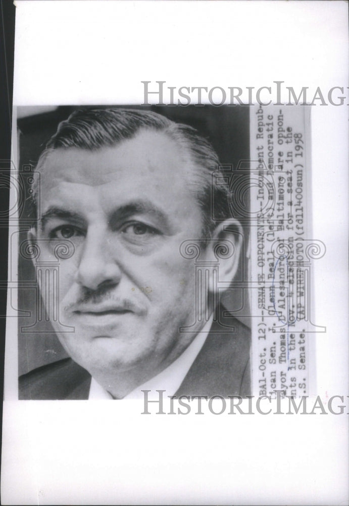 1958 Press Photo Thomas D&#39;Alesandro Jr Politician US Representative Maryland- Historic Images