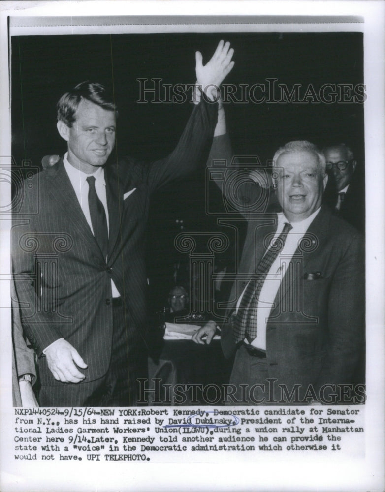 1964 Press Photo Robert Kennedy Democratic Candidate New York David Dubinsky- Historic Images