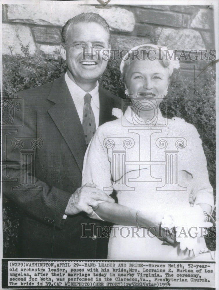 1954 Press Photo Horace Heidt orchestra leader and bride Lorraine.- RSA88187- Historic Images