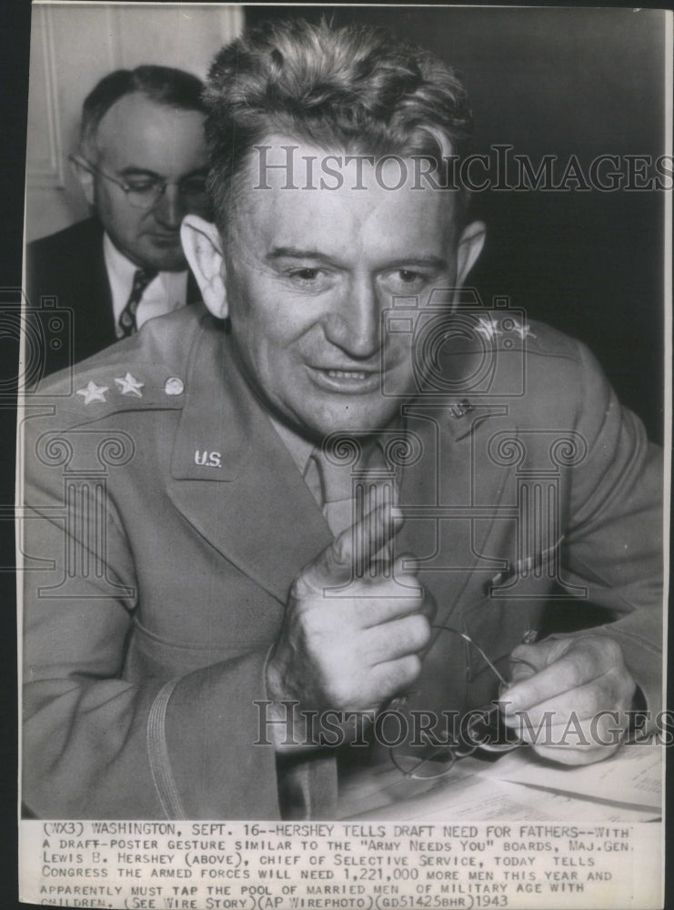 1943 Press Photo Maj. Gen. Lewis B. Hershey, Chief Selective Service- RSA88389- Historic Images