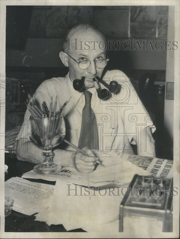 1954 Press Photo Dave Karno Assistant City Editor Sun Times- Historic Images