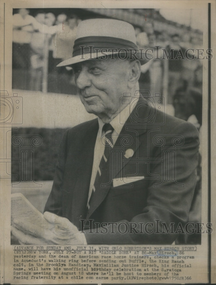 1966 Press Photo Max Hirsch American Aqueduct Brooklyn- RSA90255- Historic Images