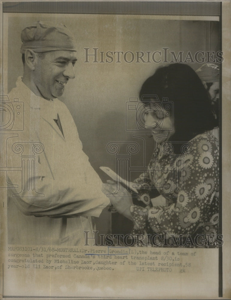 1968 Press Photo Dr. Pierre Grodin head surgeon that performs Canada&#39;s 3rd heart- Historic Images