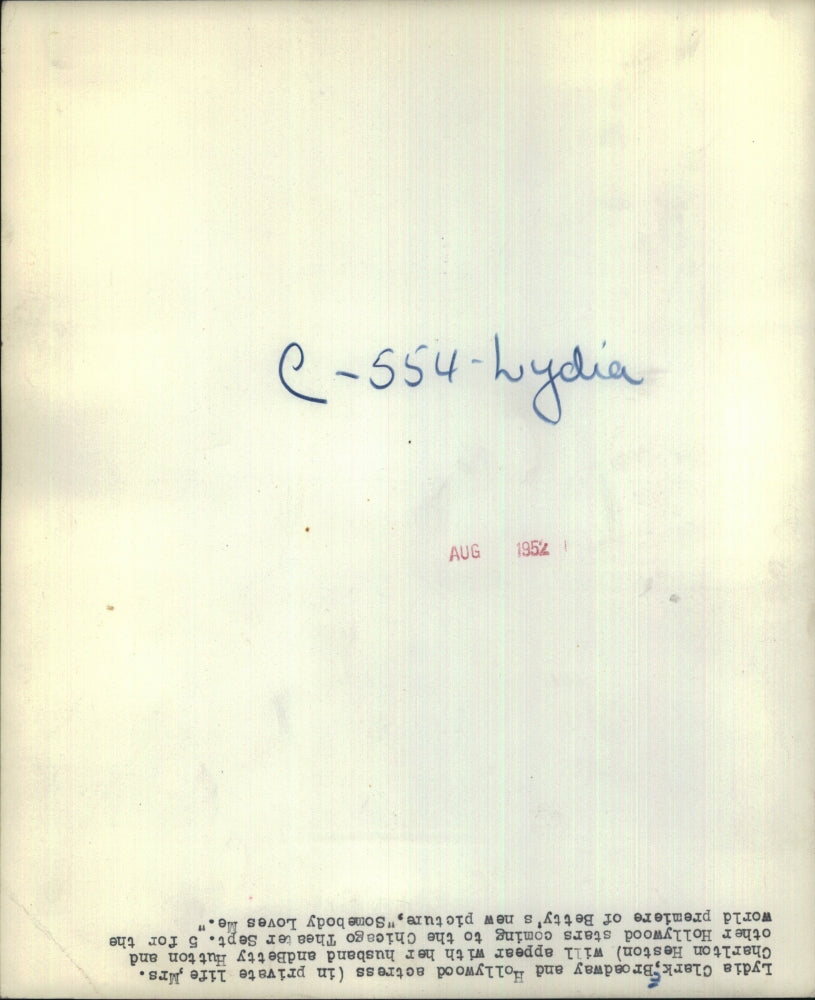 1952 Press Photo Lydia Clark Actress- RSA91805