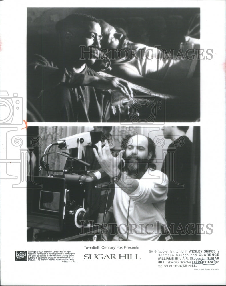 1994 Press Photo Sugar Hill Film Snipes Williams Scene Director On Set- Historic Images