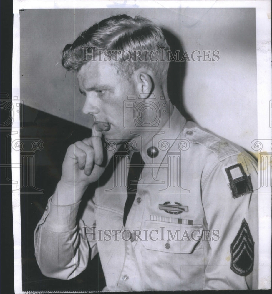 1955 Press Photo Martial Verdict Sgt James Gallagher North Korean Prison camp - Historic Images