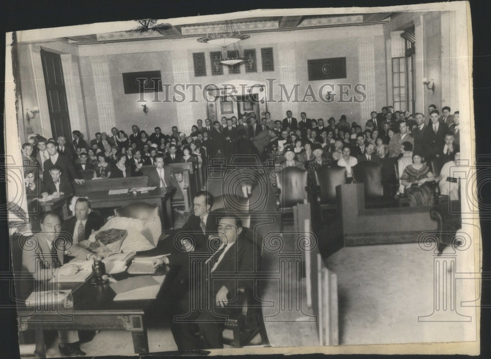 1930 Press Photo Frances Leeney Murder Trial Court Scene - Historic Images