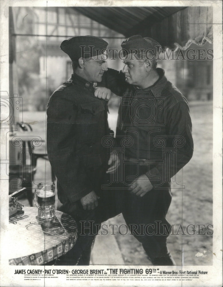 1940 Press Photo Jimmy Cagney Sgt Allan Hale Fighting  George Brent Boches - Historic Images