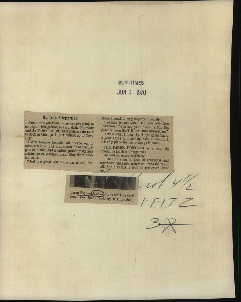 1970 Press Photo Baron Eugene Jasinski commander Legion Honor red rosette