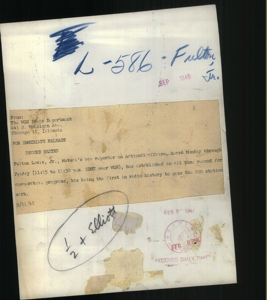 1946 Press Photo Fulton Lowie Jr. Mutuol's aco reportor on national office.