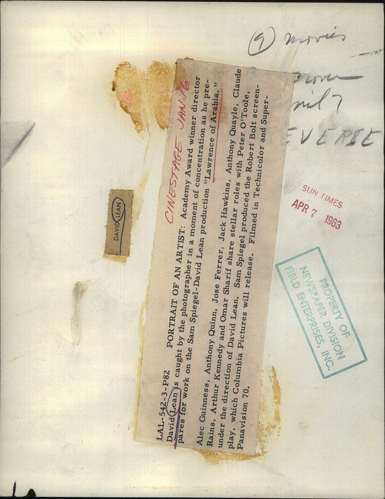 1963 Press Photo Academey Award Winner Director David Lean LAWRENCE OF ARABIA