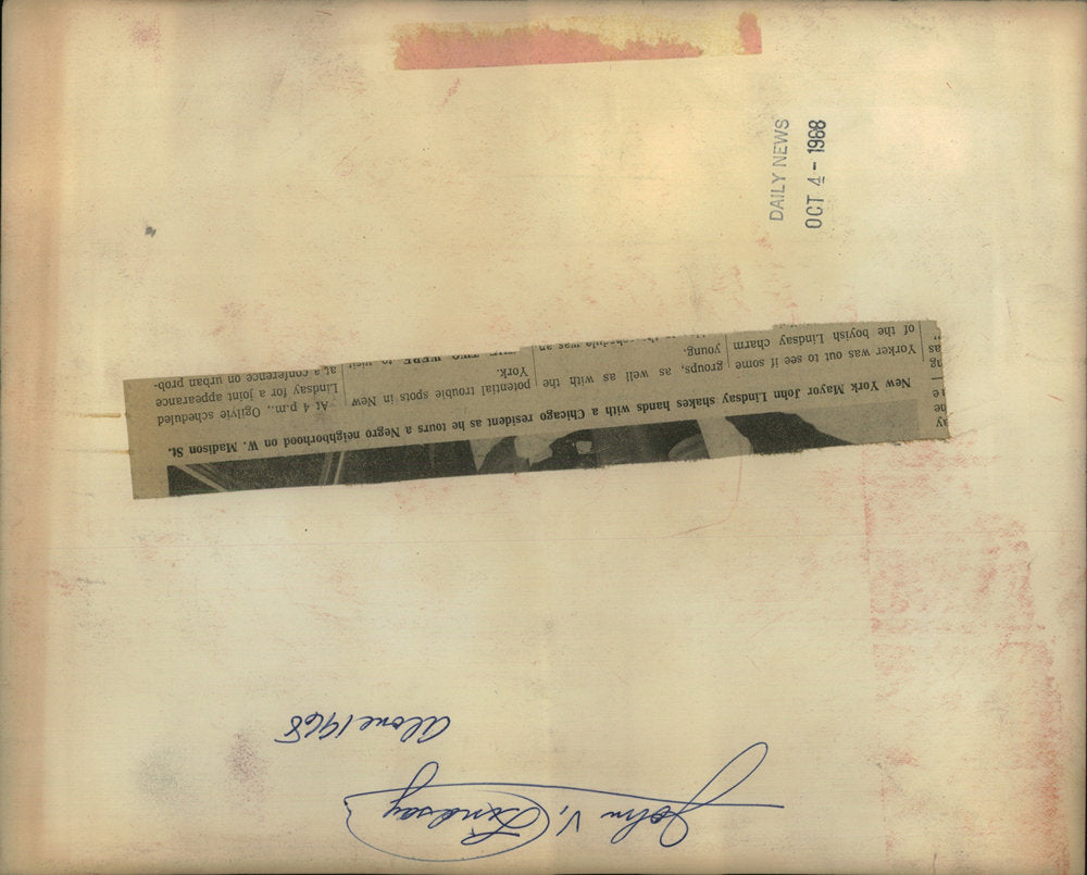 1968 Press Photo New York Mayor John Lindsay Shakes Hands Political Campaign