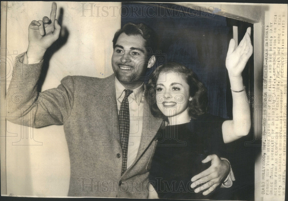 1938 Press Photo Actor Alan Marshal weds socialite Mary Grace Borel - RSC08851