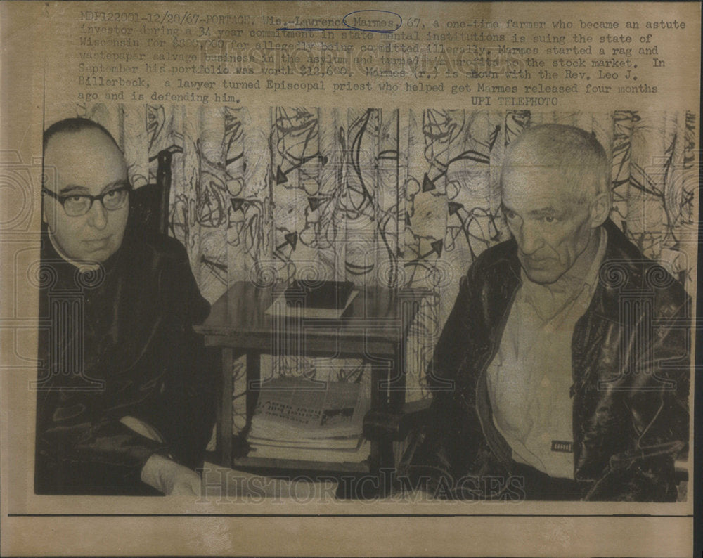 1967 Press Photo Lawrence Marmes Farmer Astute Investor Committee Wisconsin