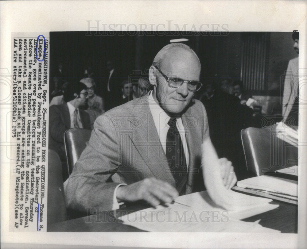 1975 Press Photo Thomas Kleppe Unites States Interior Secretary Politician