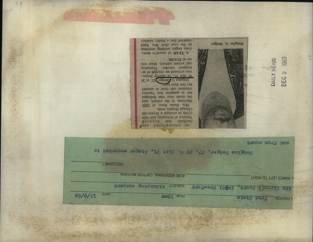 1969 Press Photo Douglas Hedger Murder Kidnap Robbery - RSC11759