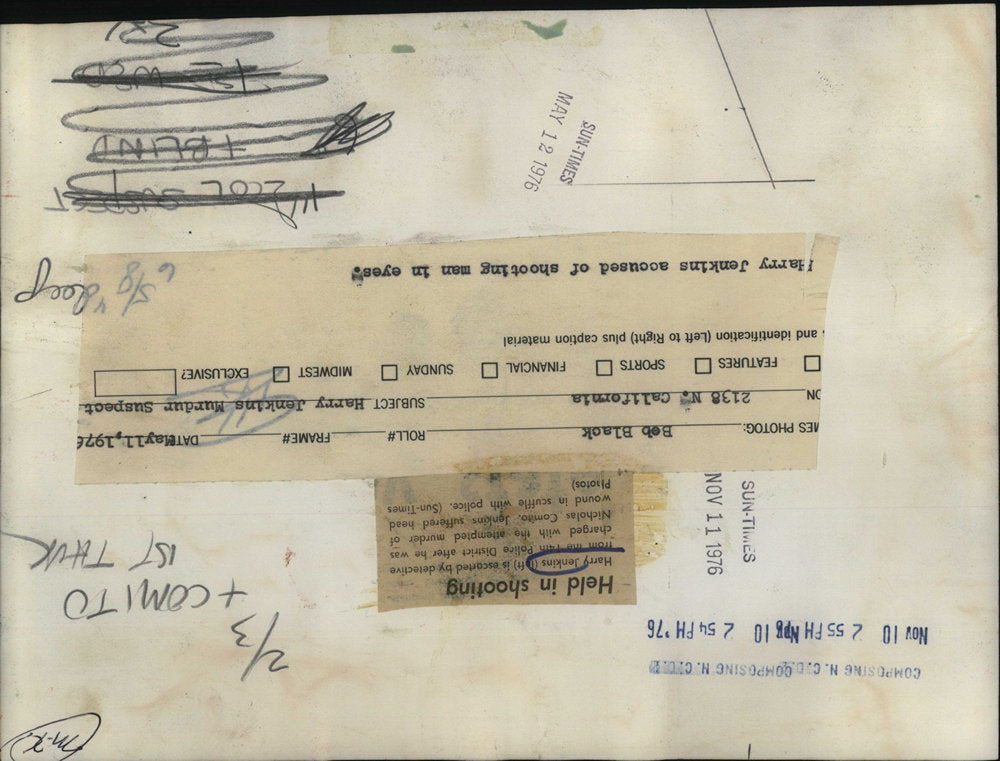 1976 Press Photo Harry Jenkins is Escorted and Charged with Attempted Murder