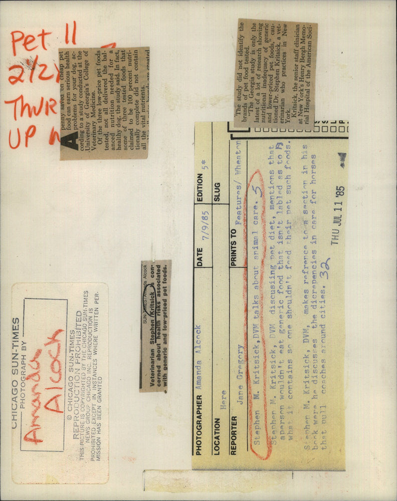 1985 Press Photo New York Veterinarian Stephen Kritsick