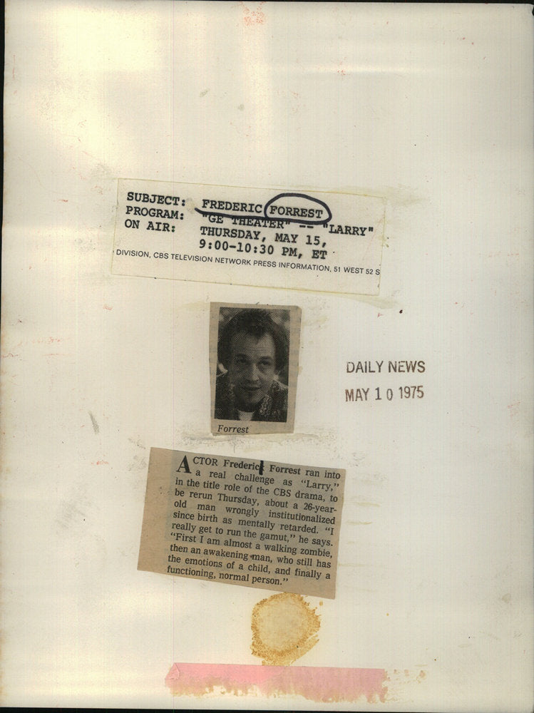 1975 Press Photo Frederic Forrest Larry Actor - RSC18957