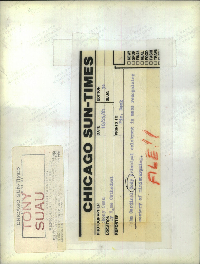 1987 Press Photo John Cardinal Cody principal celebrant minister ring century